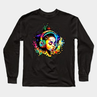 hip Hop girl watercolor Long Sleeve T-Shirt